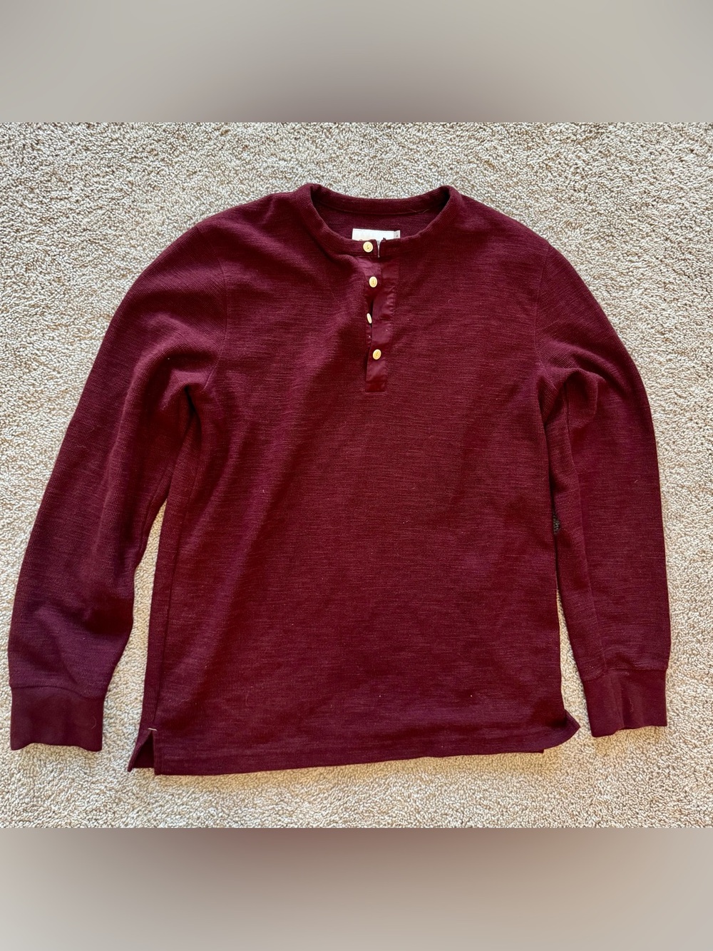 Goodfellow & Co Men’s Medium Burgundy Henley Shirt Long Sleeve Cotton Blend